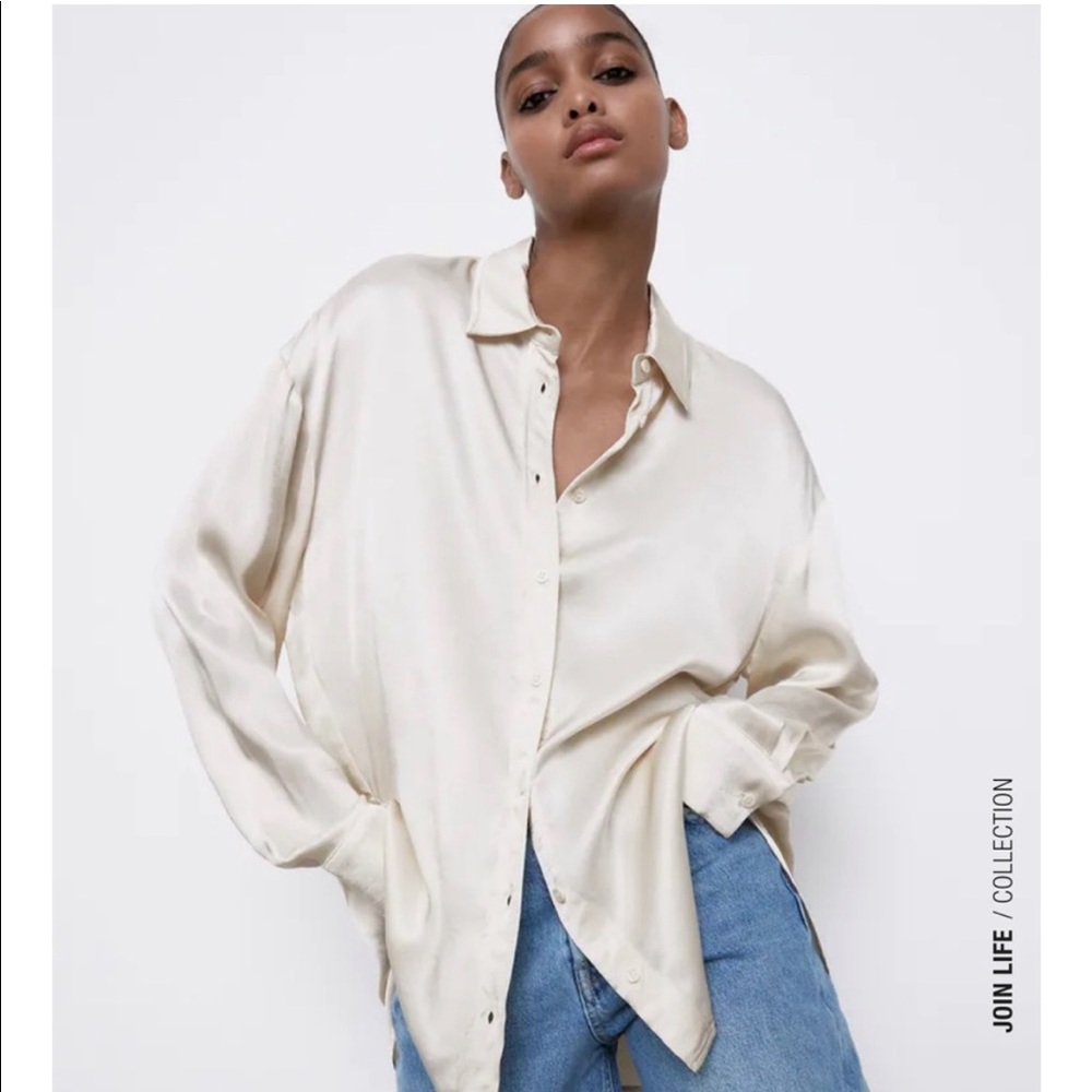 Zara offwhite silk shirt